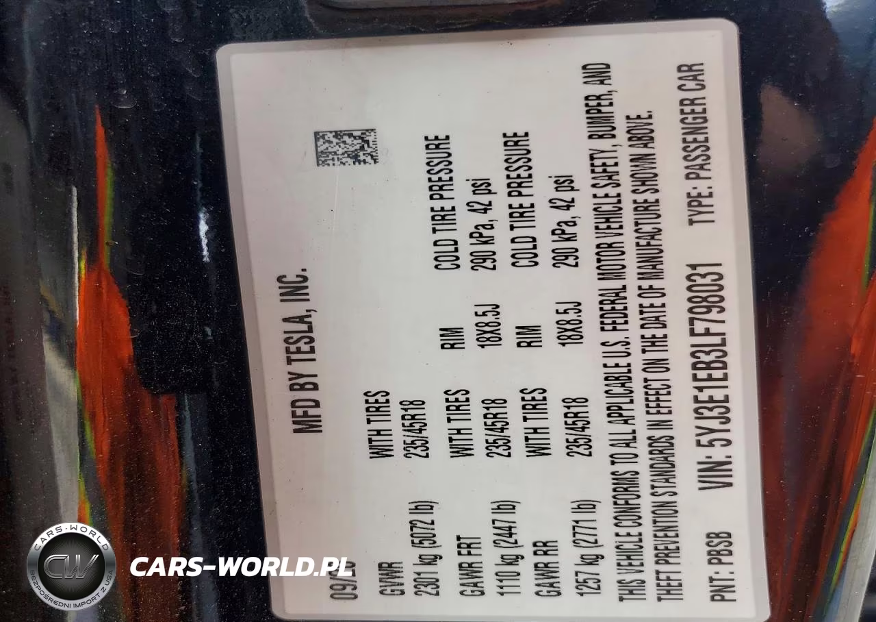 2020 Tesla Model 3 VIN:5YJ3E1EB3LF798031 - 12