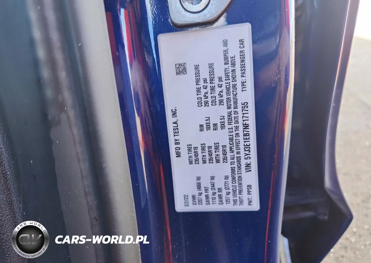 2022 Tesla Model 3 VIN:5YJ3E1EB7NF171755 - 12