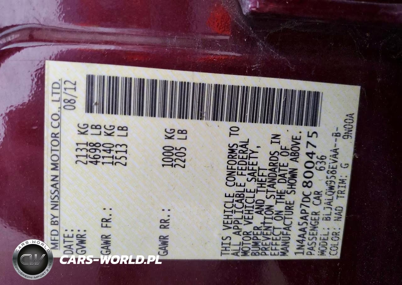 2013 Nissan Maxima 3.5 S VIN:1N4AA5AP7DC800475 - 13