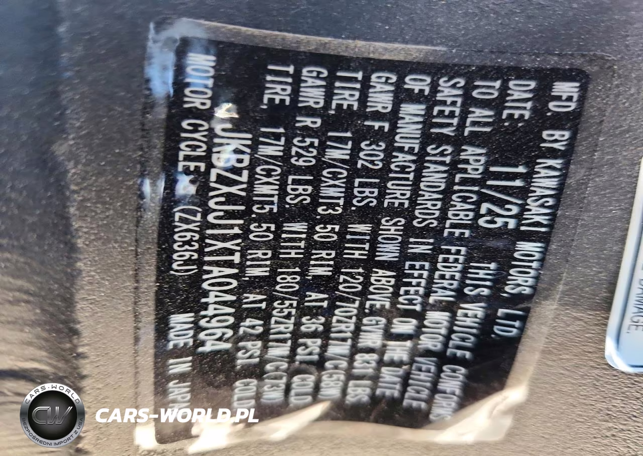 2026 Kawasaki Zx636 K VIN:JKBZXJJ1XTA044964 - 9