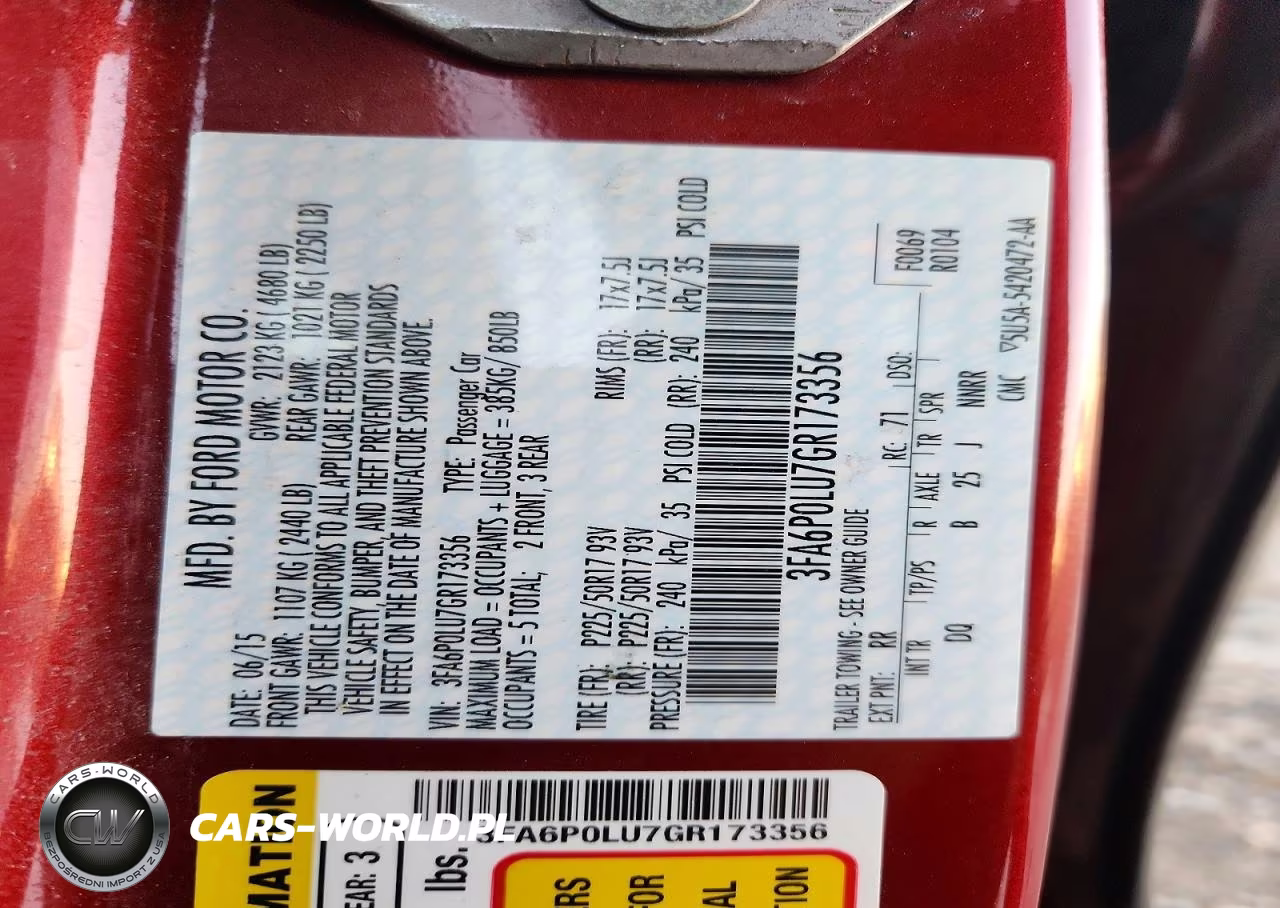 2016 Ford Fusion Se Hybrid VIN:3FA6P0LU7GR173356 - 12