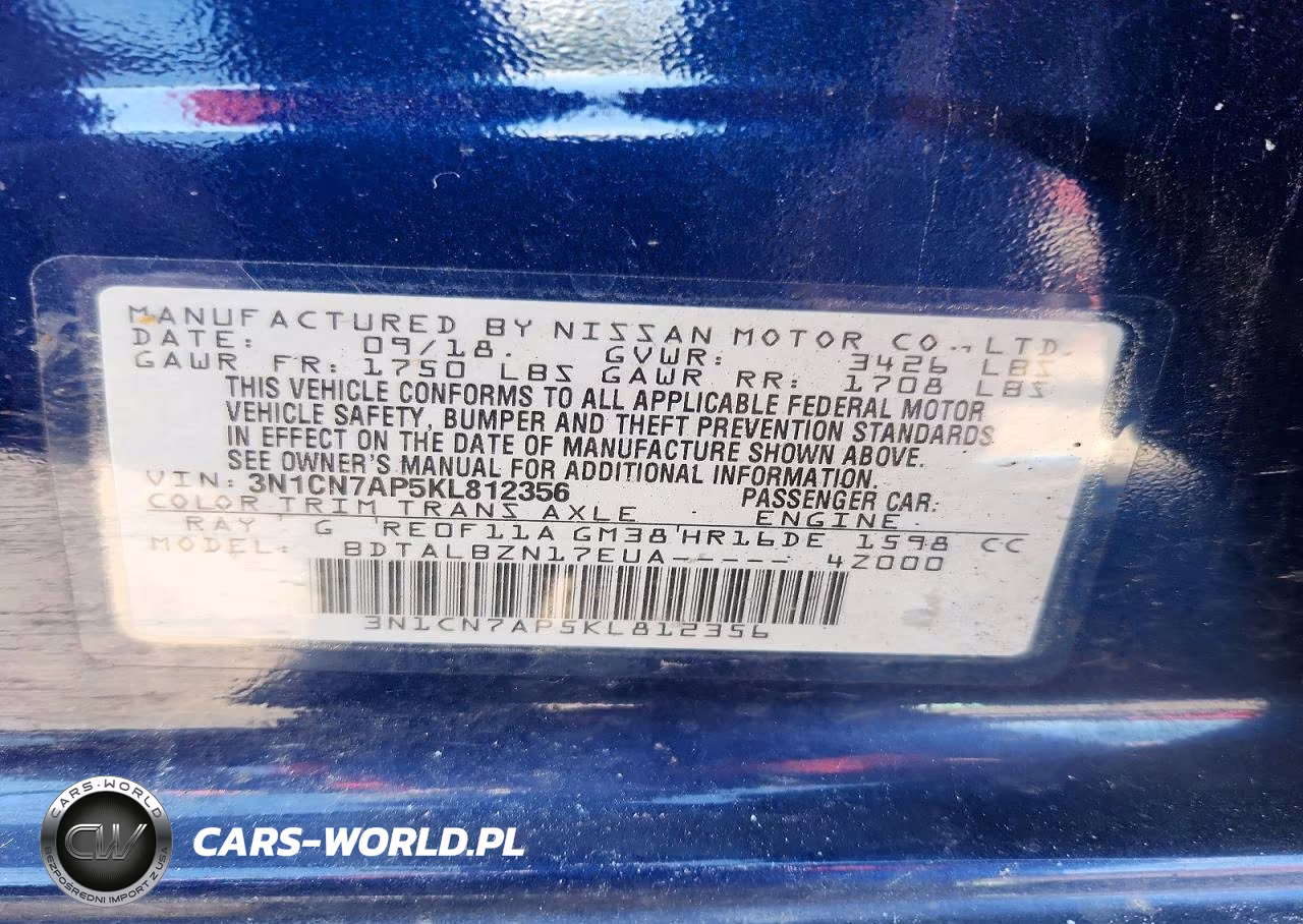 2019 Nissan Versa S VIN:3N1CN7AP5KL812356 - 12