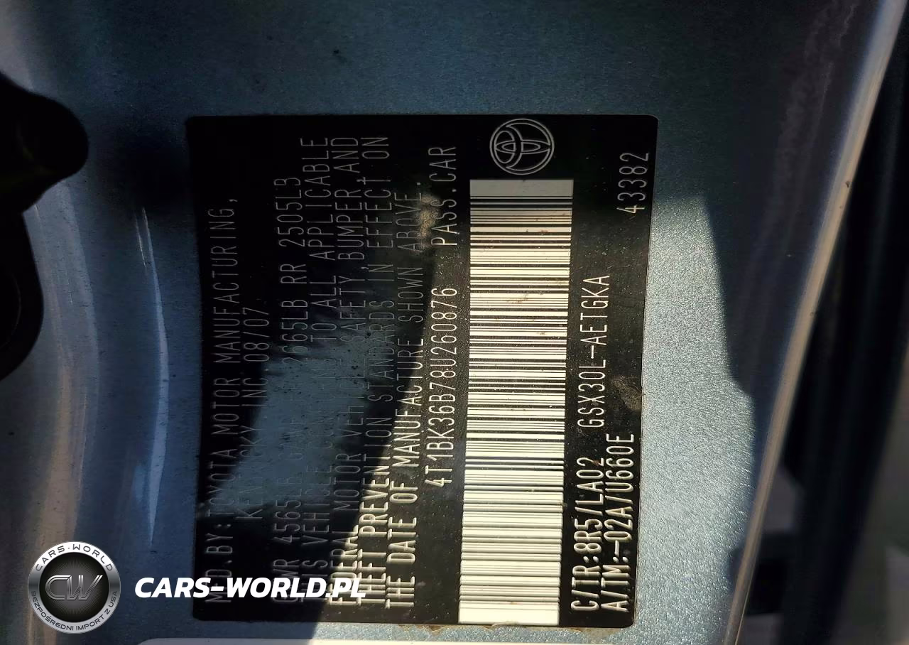 2008 Toyota Avalon Xls VIN:4T1BK36B78U260876 - 12