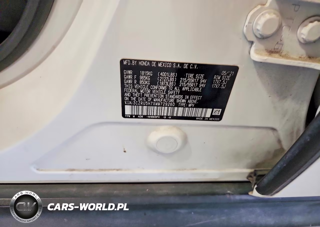 2021 Honda Hr-V Exl VIN:3CZRU5H7XMM729260 - 13