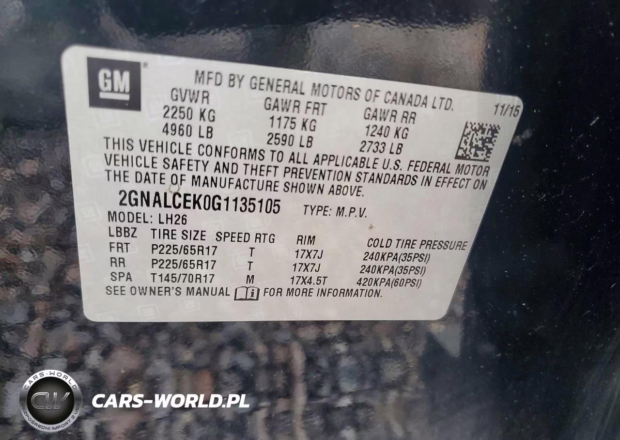 2016 Chevrolet Equinox Lt VIN:2GNALCEK0G1135105 - 13