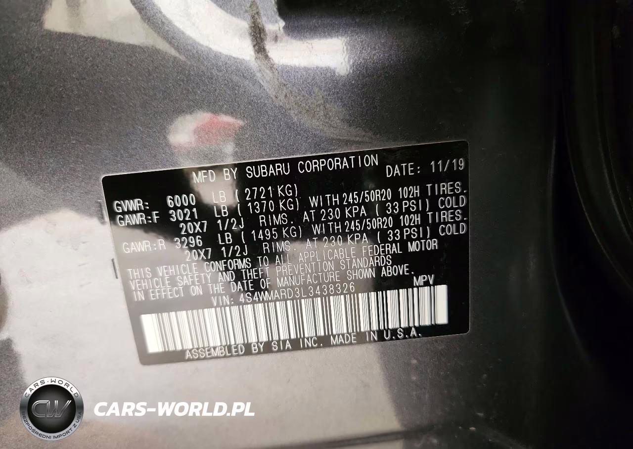 2020 Subaru Ascent Touring VIN:4S4WMARD3L3438326 - 13