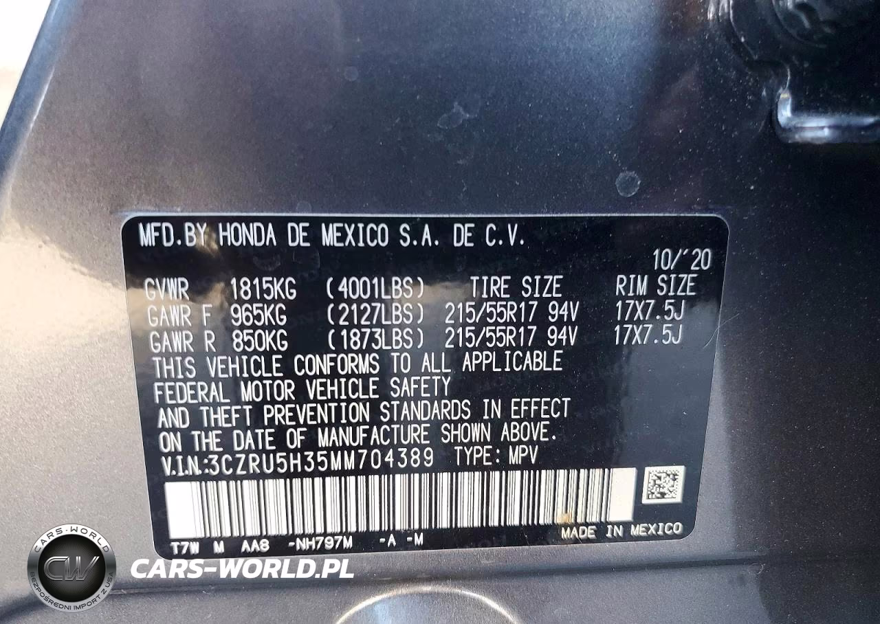2021 Honda Hr-V Lx VIN:3CZRU5H35MM704389 - 13