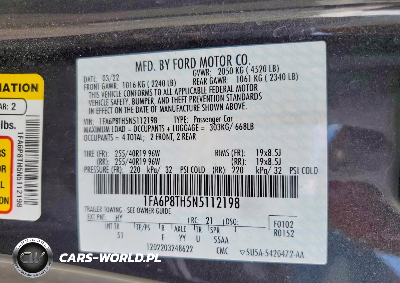 2022 Ford Mustang VIN:1FA6P8TH5N5112198 - 12