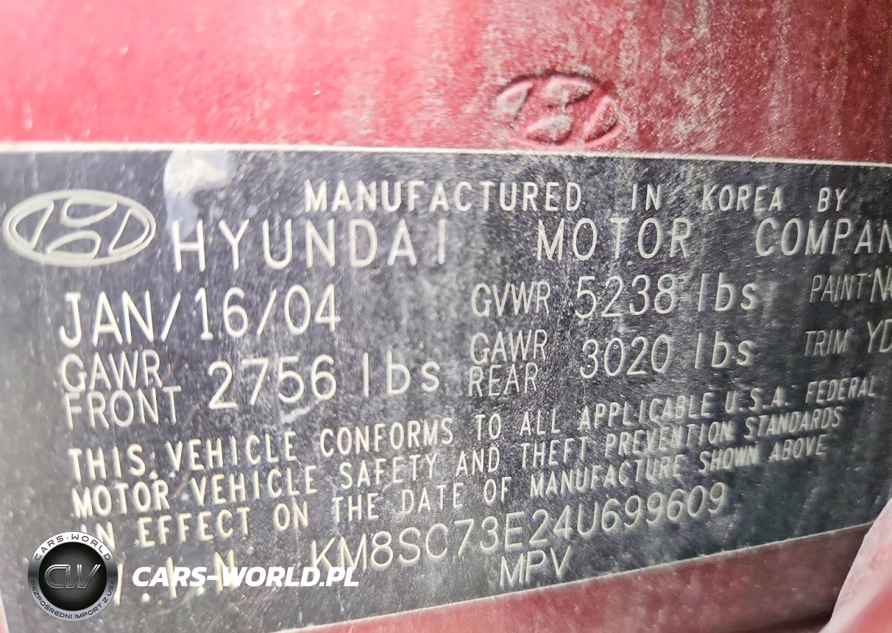 2004 Hyundai Santa Fe Gls VIN:KM8SC73E24U699609 - 13