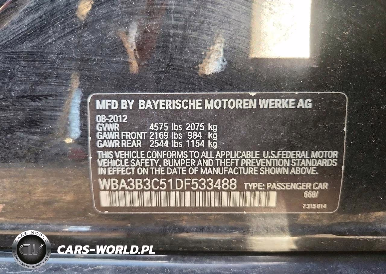 2013 BMW 328 Xi VIN:WBA3B3C51DF533488 - 12