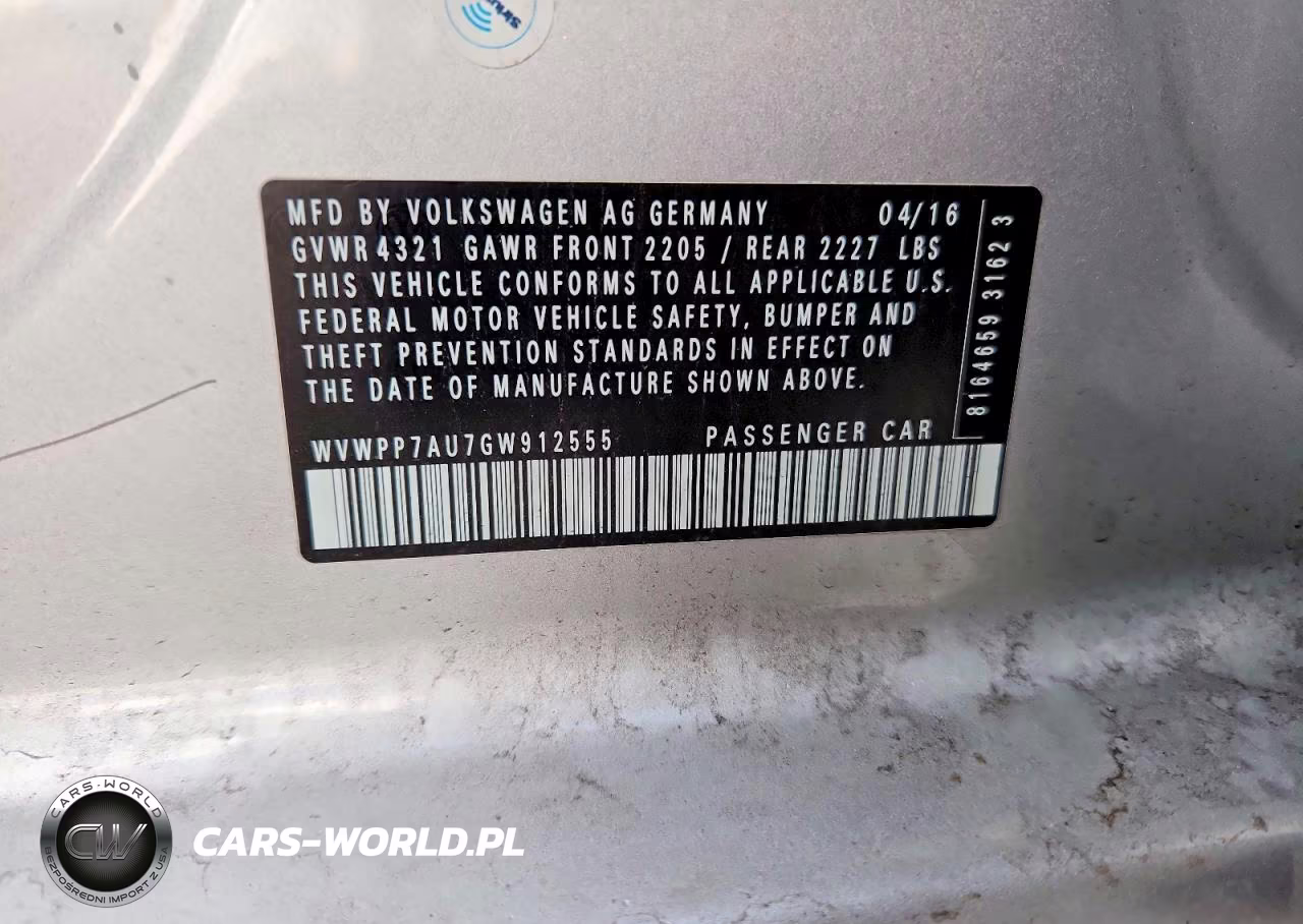 2016 Volkswagen E-Golf Sel Premium VIN:WVWPP7AU7GW912555 - 13