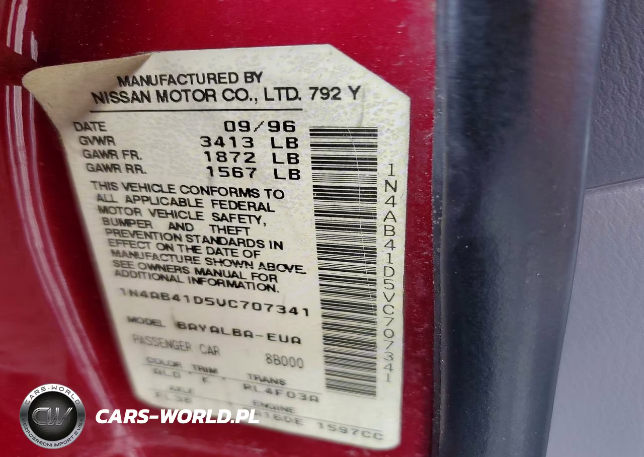 1997 Nissan Sentra Base VIN:1N4AB41D5VC707341 - 12