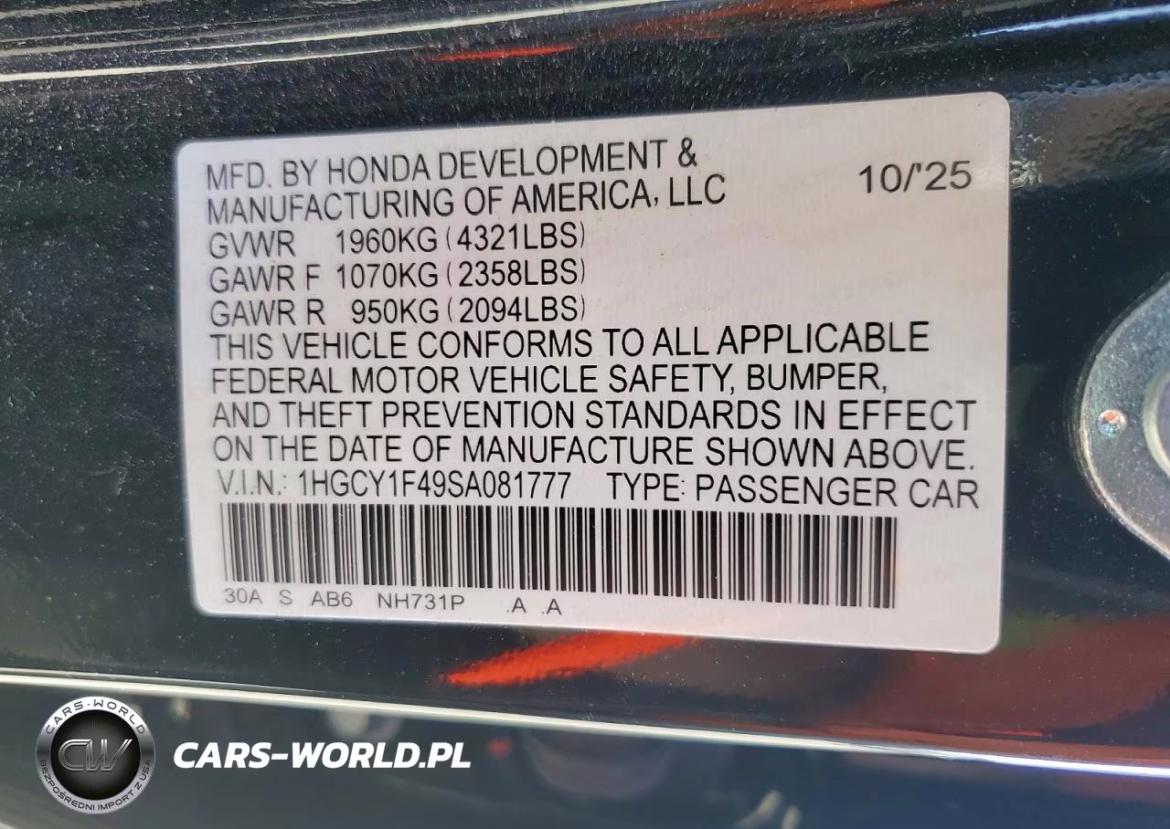 2025 Honda Accord Se VIN:1HGCY1F49SA081777 - 12