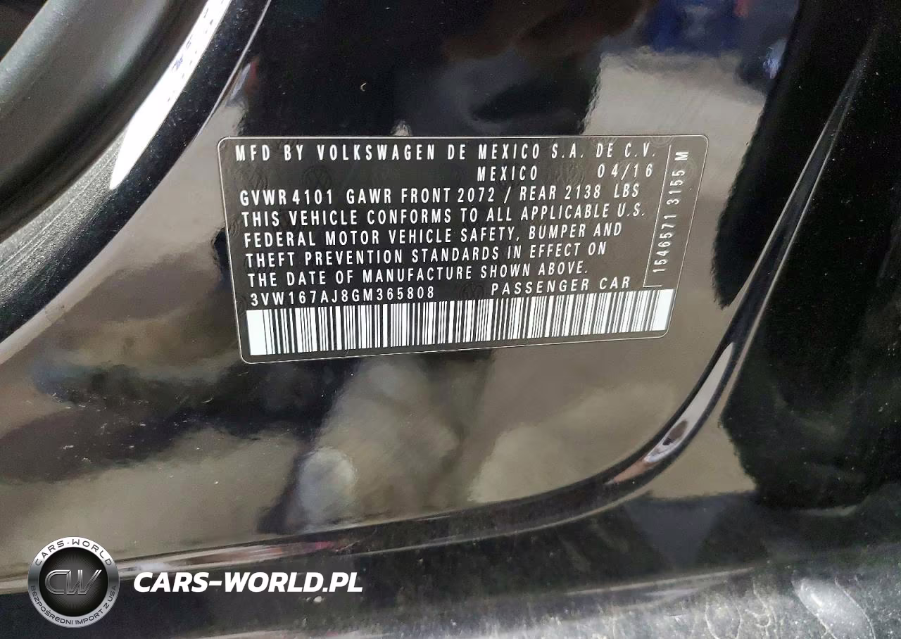 2016 Volkswagen Jetta S VIN:3VW167AJ8GM365808 - 12