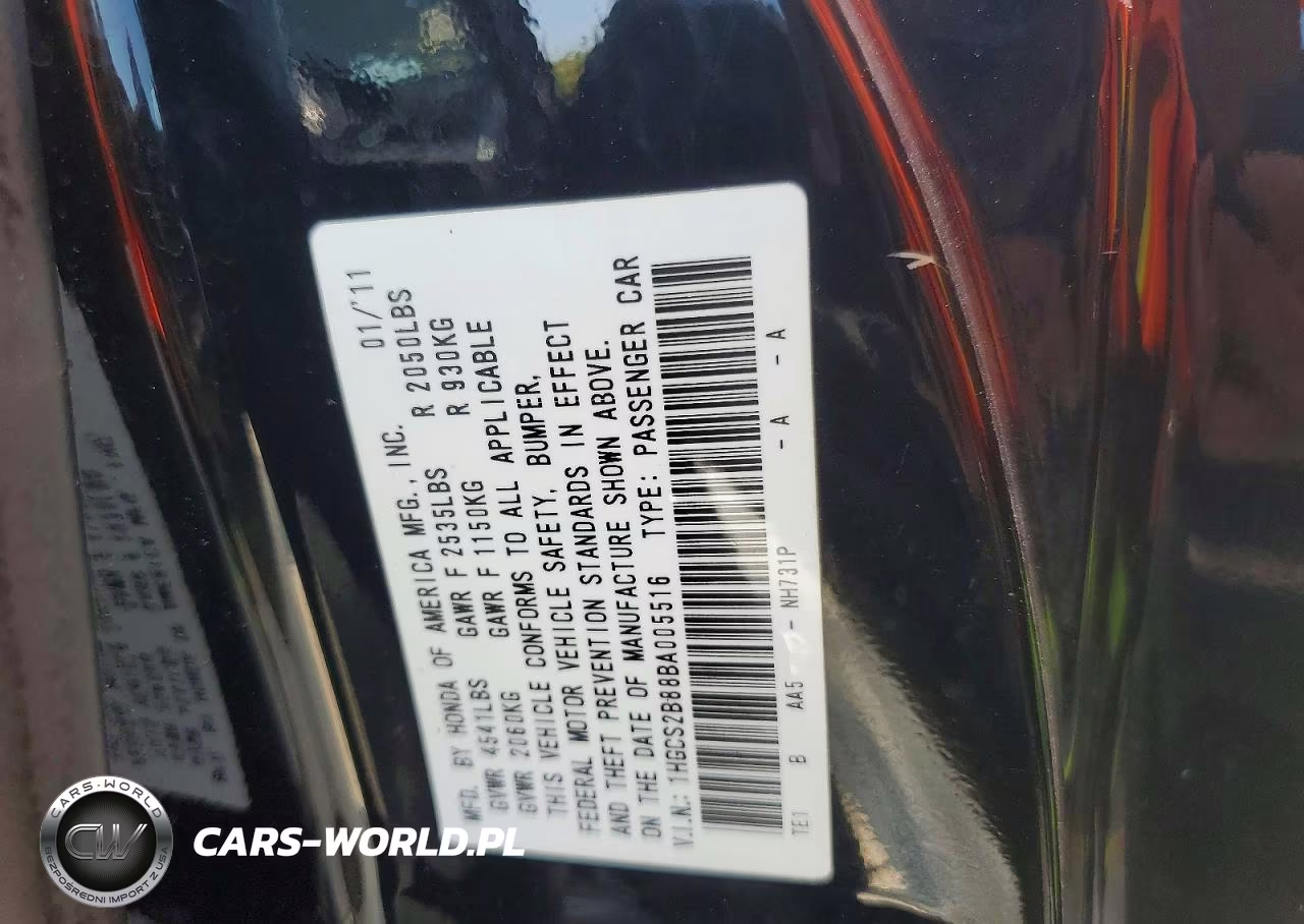 2011 Honda Accord Exl VIN:1HGCS2B88BA005516 - 12