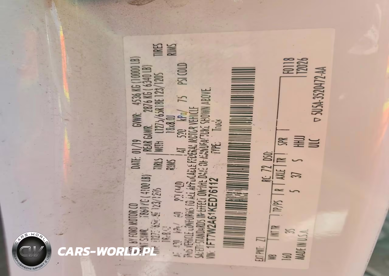2019 Ford F250 Super Duty VIN:1FT7W2A61KED76112 - 12