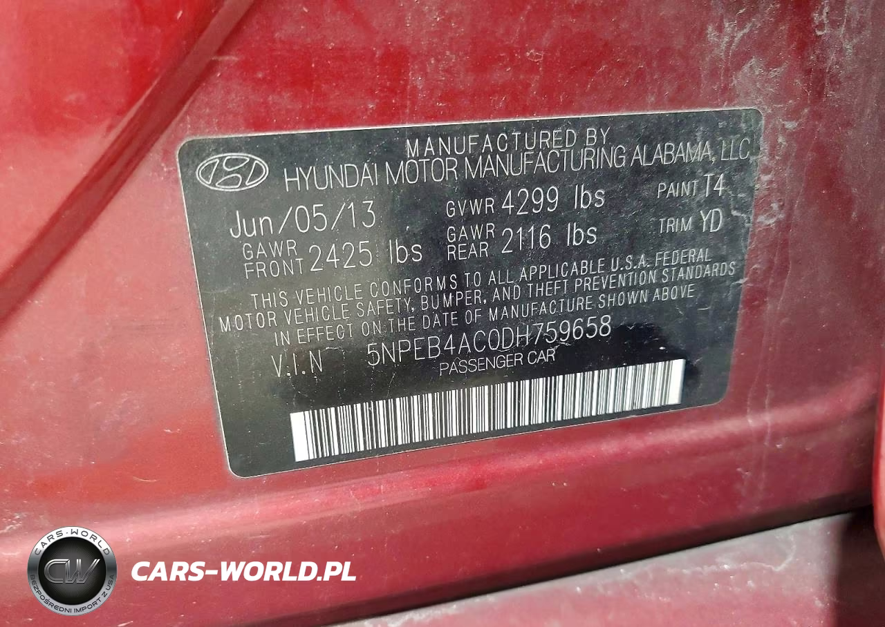 2013 Hyundai Sonata Gls VIN:5NPEB4AC0DH759658 - 12