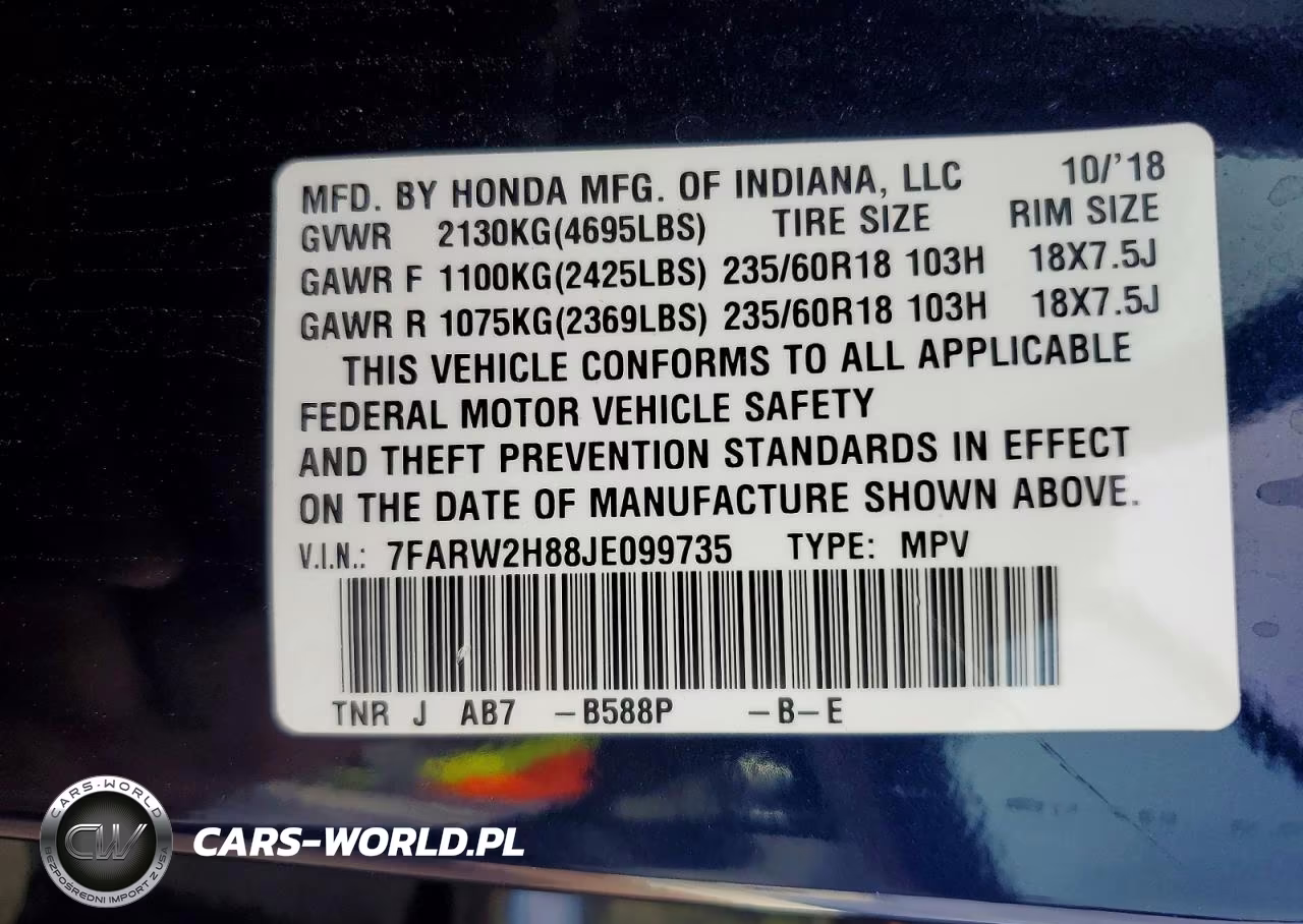 2018 Honda Cr-V Exl VIN:7FARW2H88JE099735 - 13