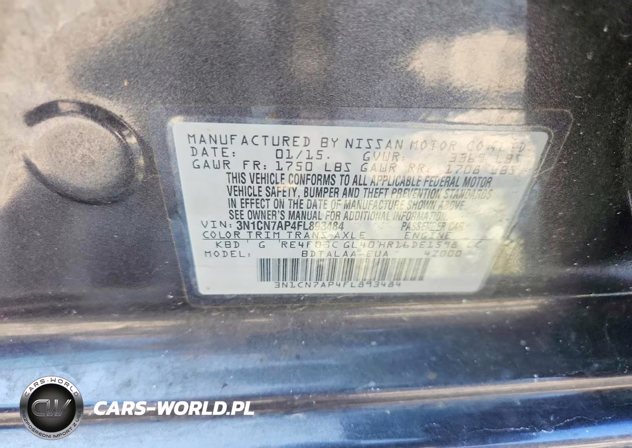 2015 Nissan Versa 1.6 S VIN:3N1CN7AP4FL893484 - 12