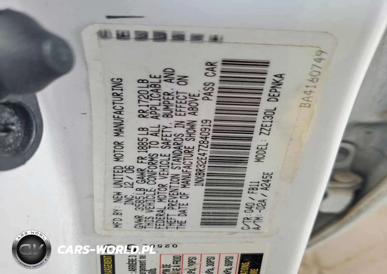 2007 Toyota Corolla Le VIN:1NXBR32E47Z840919 - 12