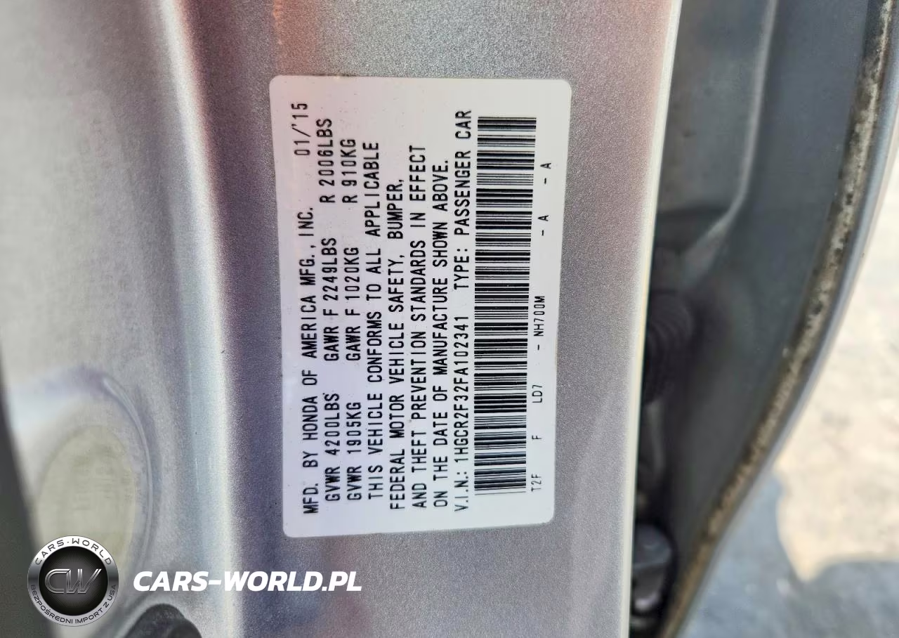 2015 Honda Accord Lx VIN:1HGCR2F32FA102341 - 12