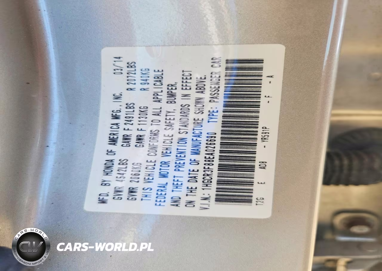 2014 Honda Accord Exl VIN:1HGCR3F88EA026690 - 12