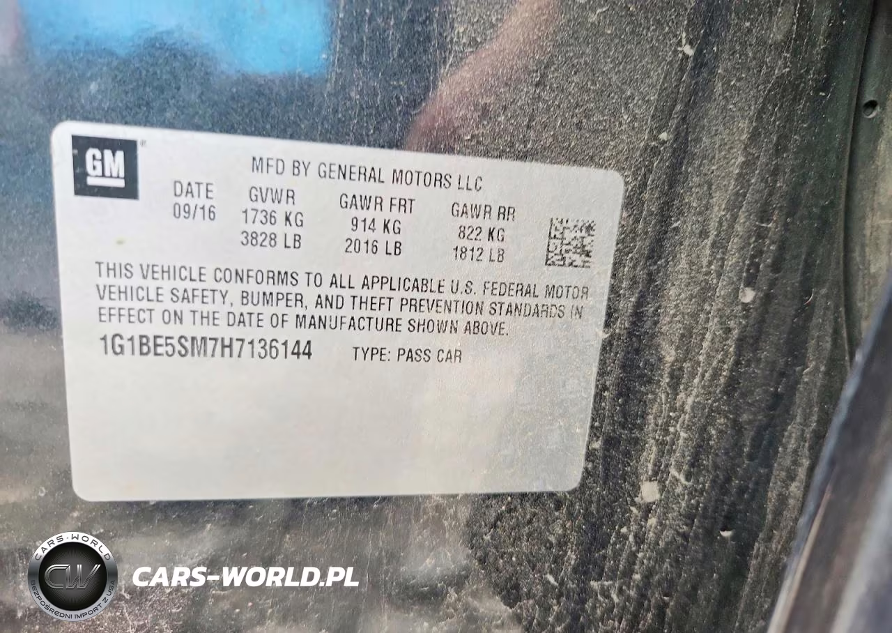 2017 Chevrolet Cruze Lt VIN:1G1BE5SM7H7136144 - 12