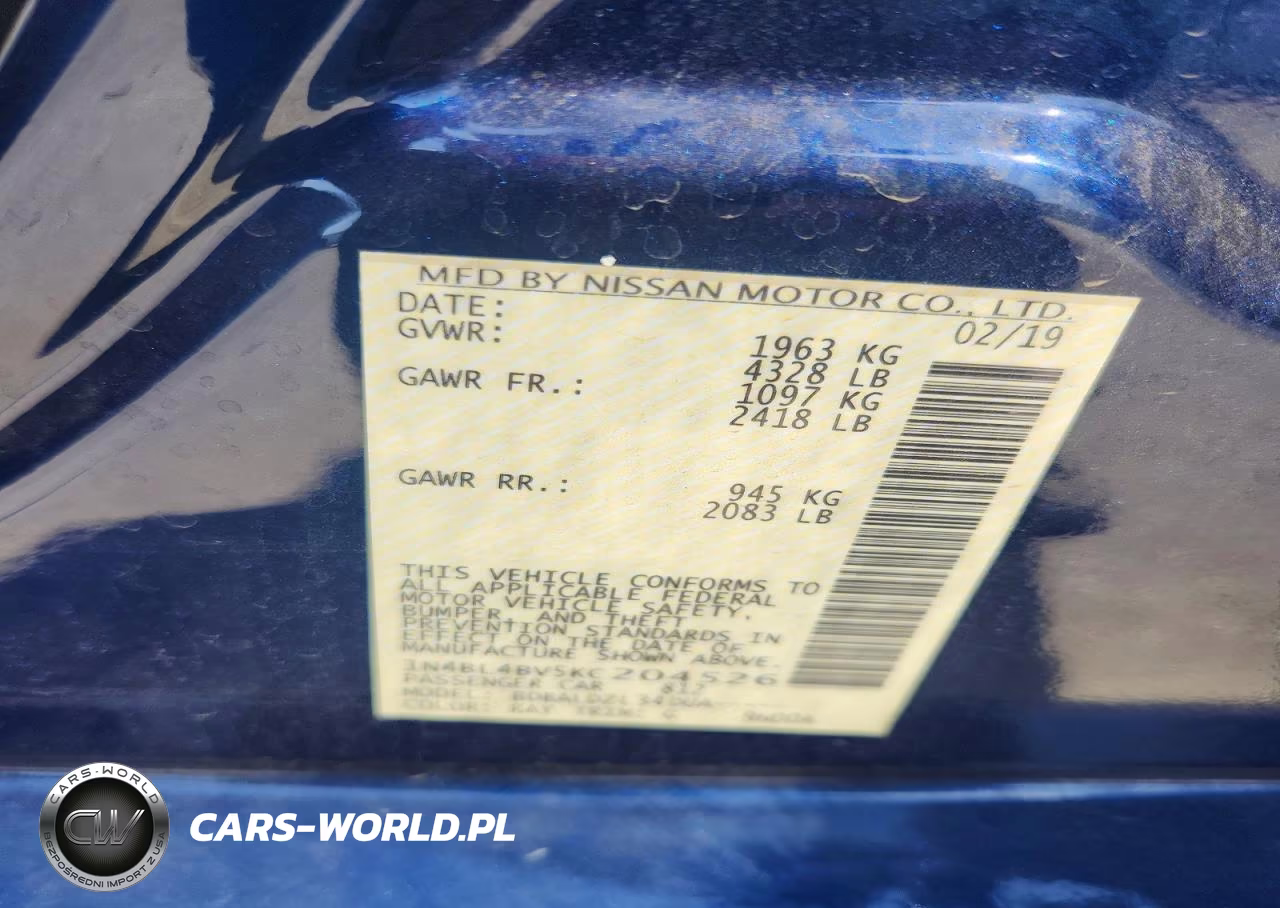 2019 Nissan Altima S VIN:1N4BL4BV5KC204526 - 12