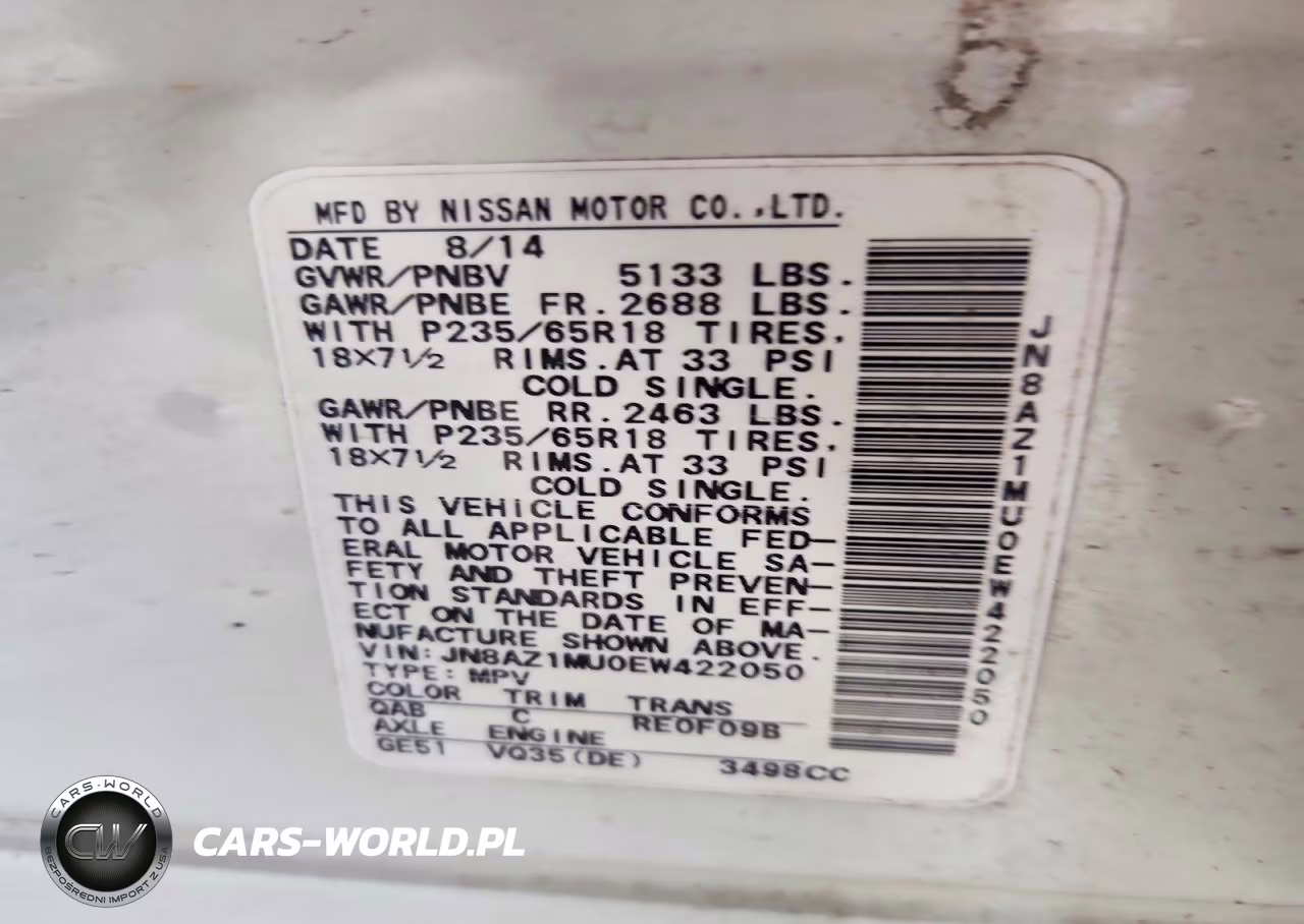 2014 Nissan Murano S VIN:JN8AZ1MU0EW422050 - 13