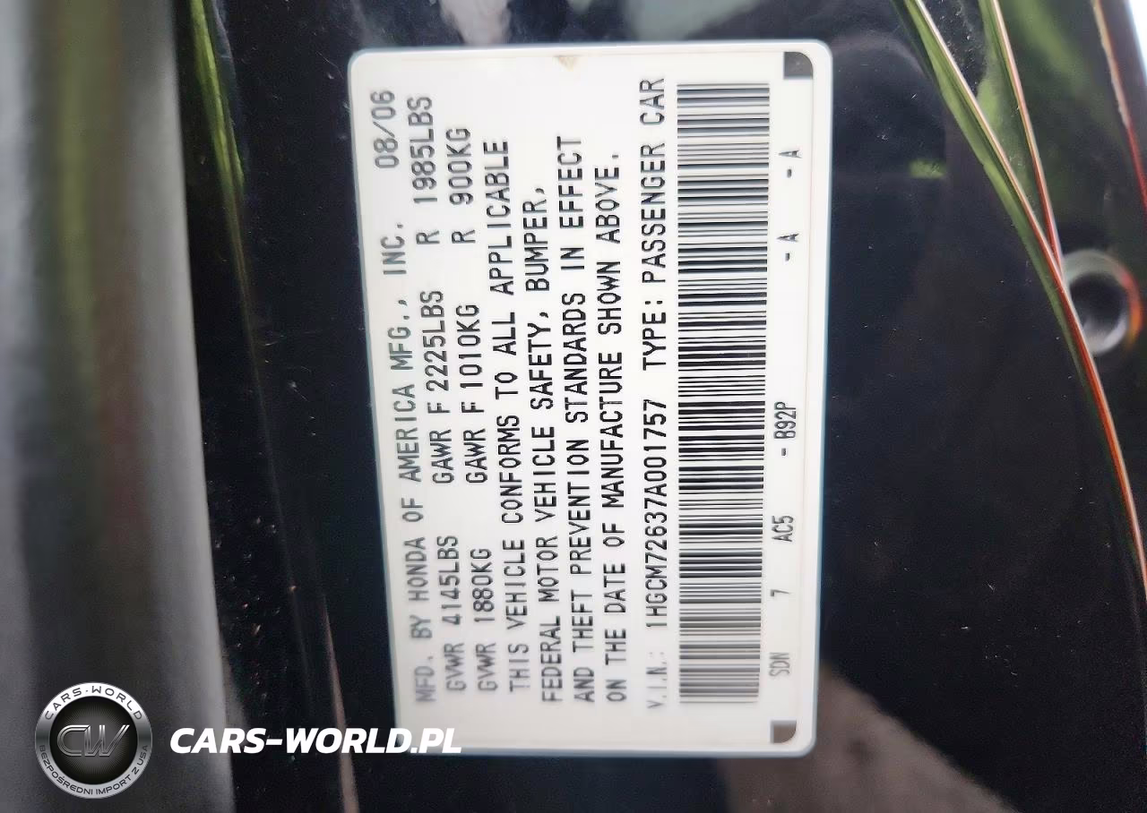 2007 Honda Accord Ex VIN:1HGCM72637A001757 - 12