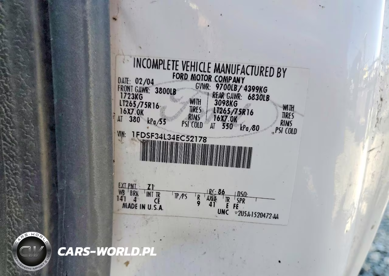 2004 Ford F-350 Super Duty VIN:1FDSF34L34EC52178 - 12