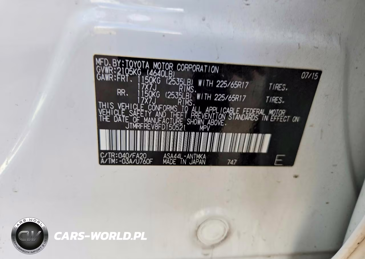 2015 Toyota Rav4 Xle VIN:JTMRFREV8FD150521 - 12