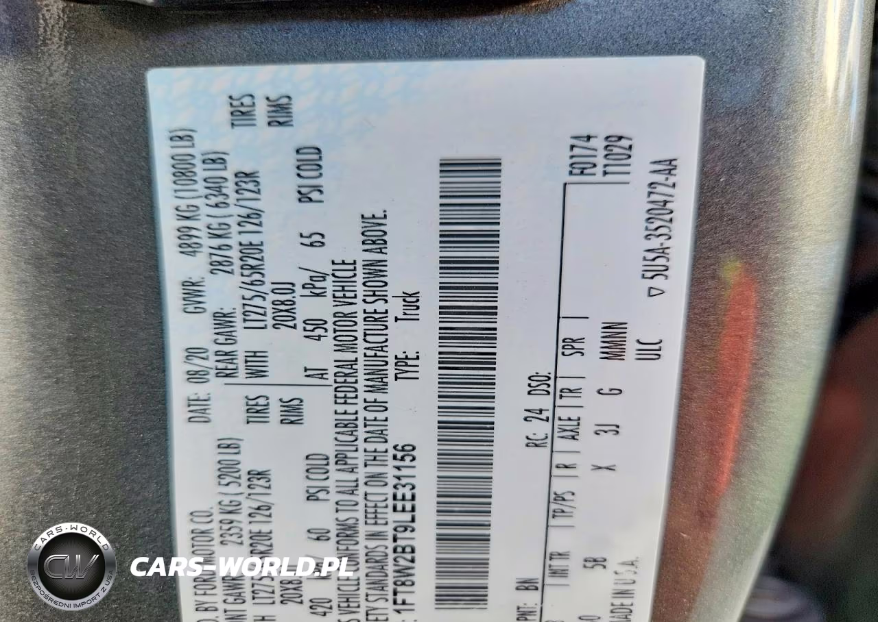 2020 Ford F250 Super Duty VIN:1FT8W2BT9LEE31156 - 12