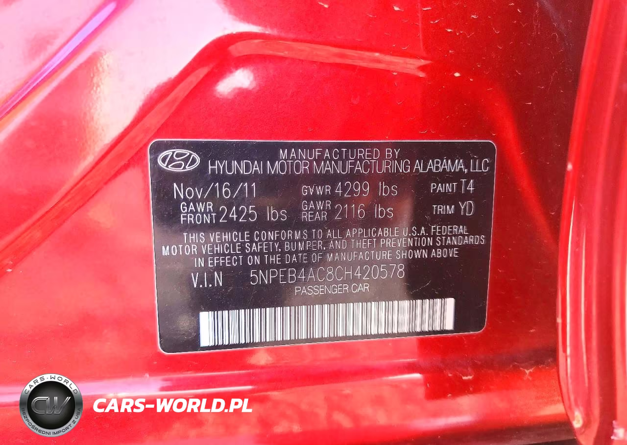 2012 Hyundai Sonata Gls VIN:5NPEB4AC8CH420578 - 12