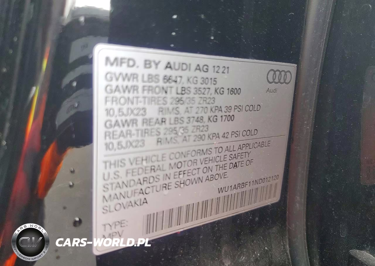 2022 Audi Rs Q8 VIN:WU1ARBF11ND012120 - 13