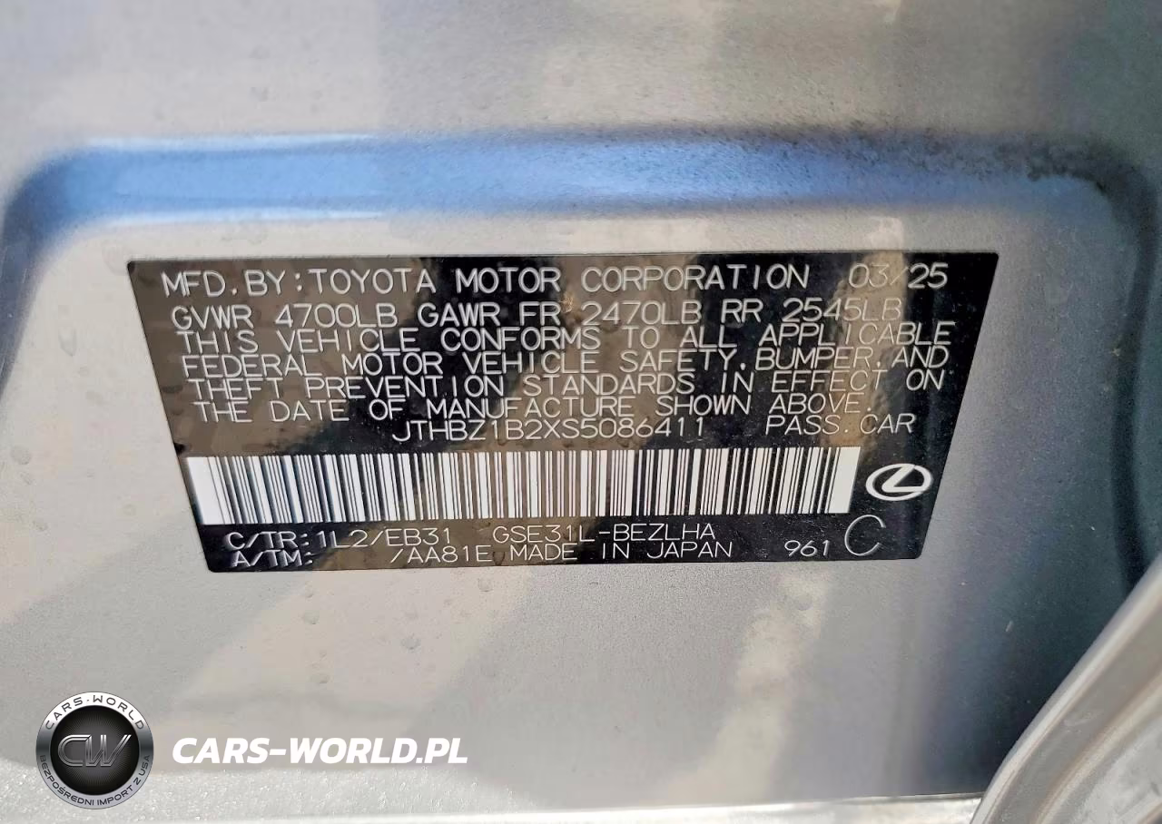 2025 Lexus Is 350 F Sport Design VIN:JTHBZ1B2XS5086411 - 12