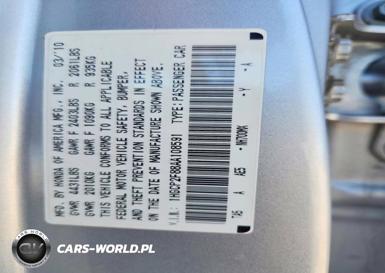 2010 Honda Accord Exl VIN:1HGCP2F88AA108591 - 12