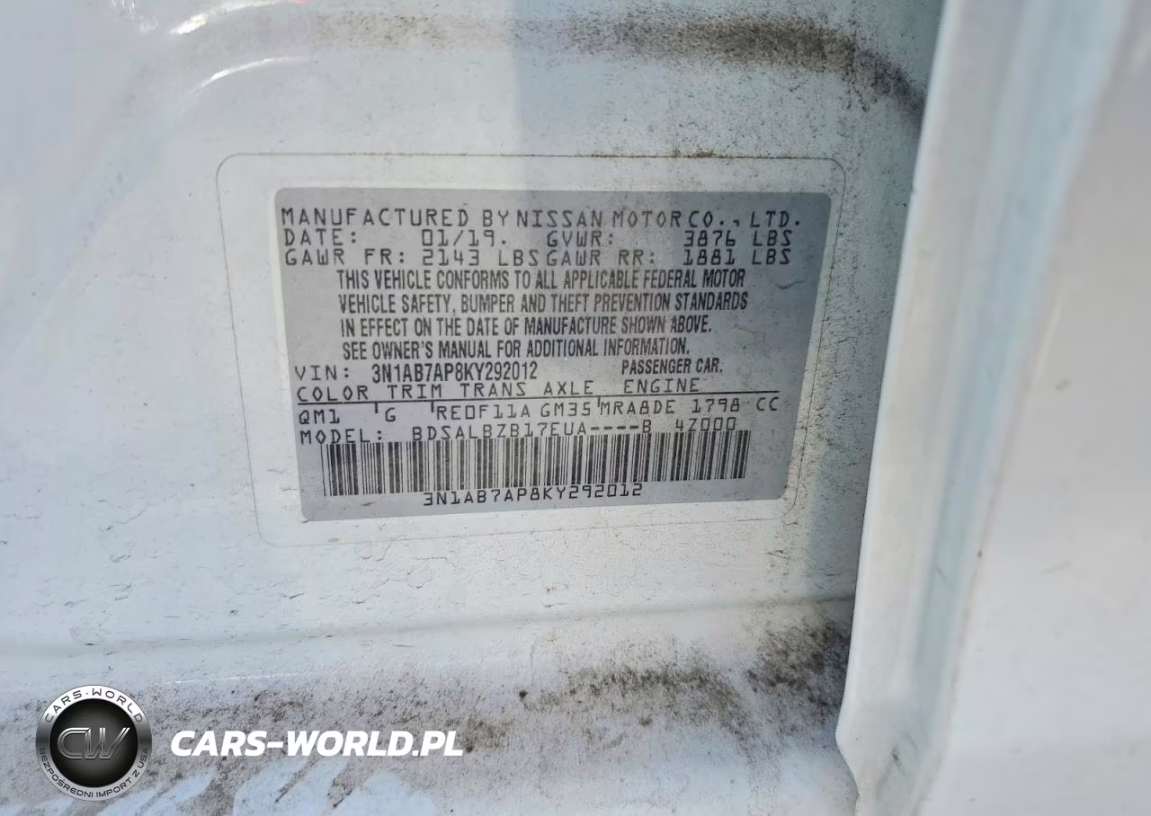 2019 Nissan Sentra S VIN:3N1AB7AP8KY292012 - 12
