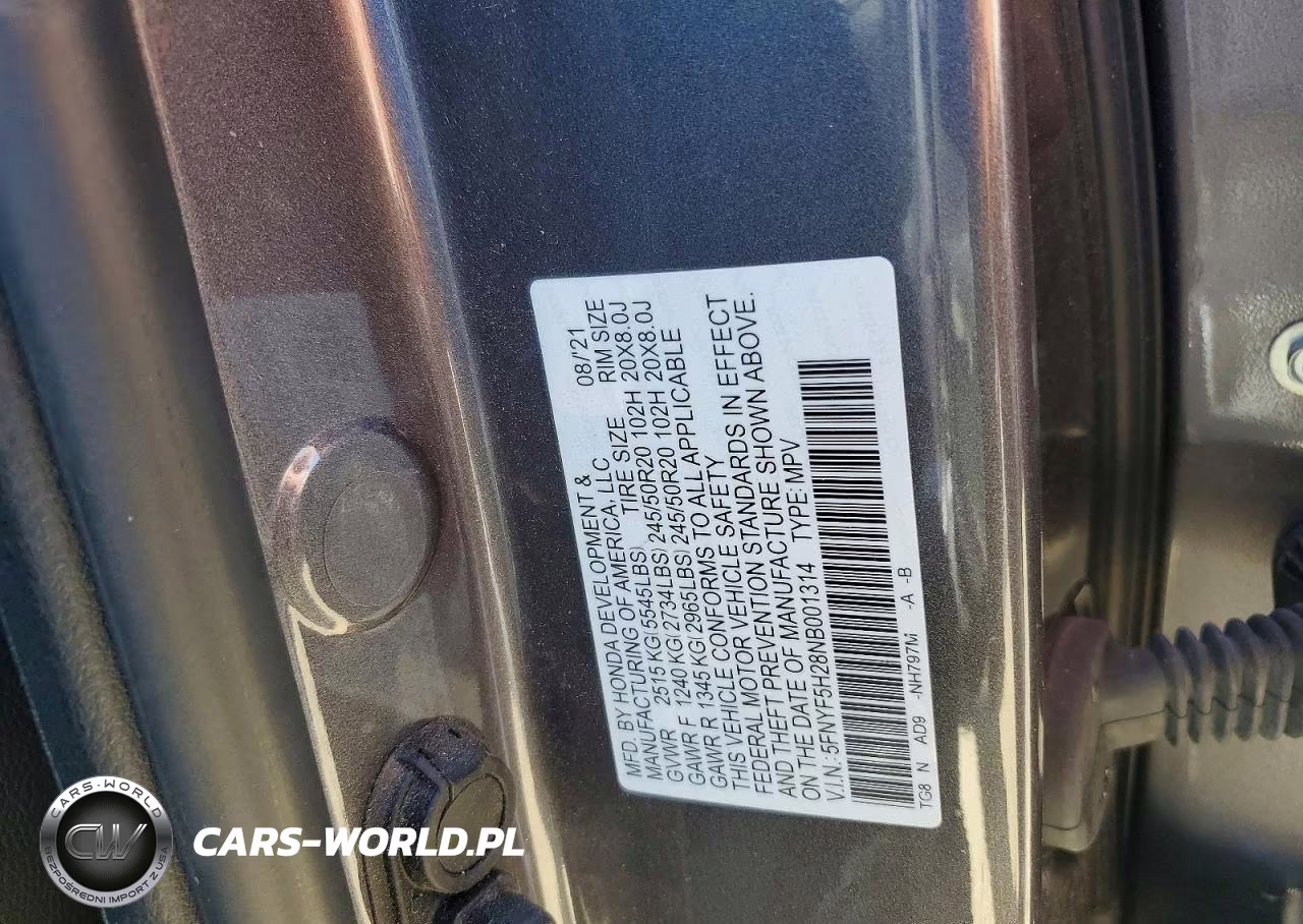 2022 Honda Pilot Se VIN:5FNYF5H28NB001314 - 14