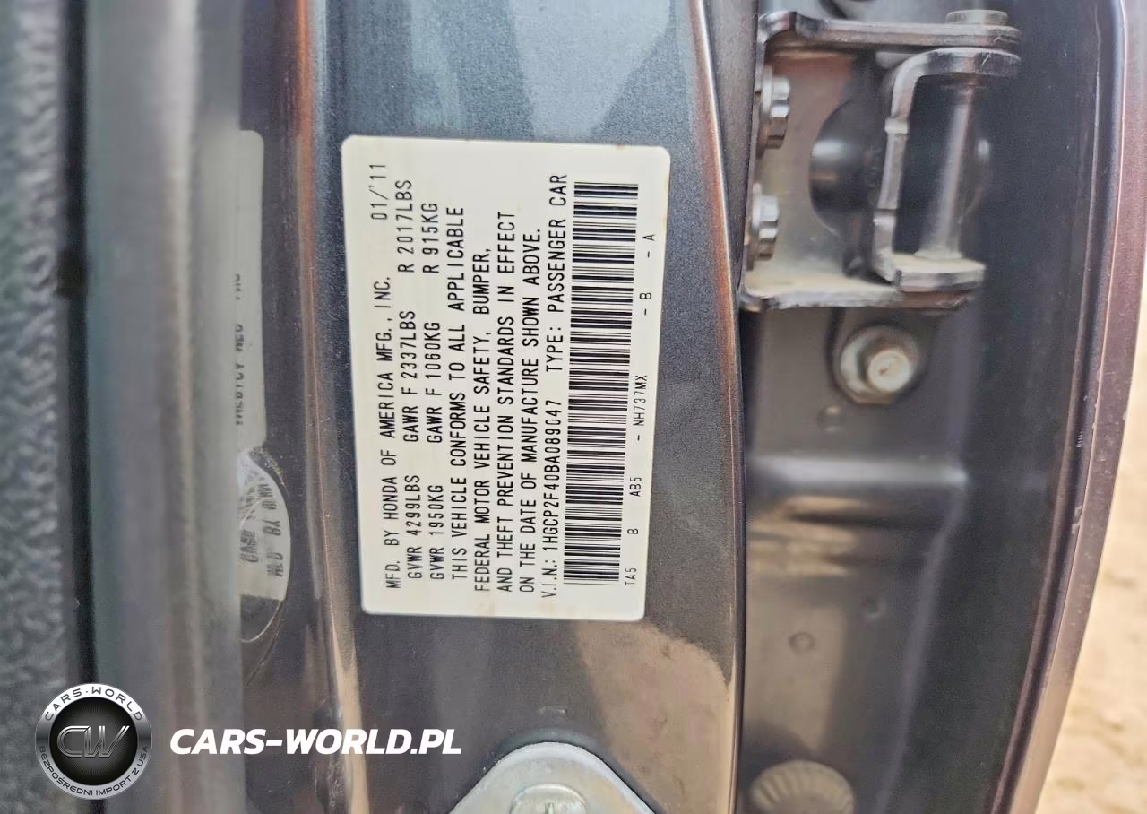 2011 Honda Accord Lxp VIN:1HGCP2F40BA089047 - 12