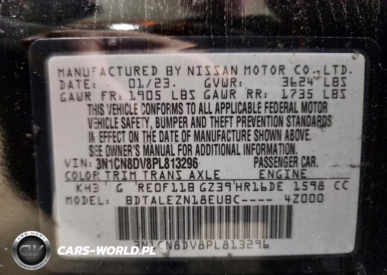 2023 Nissan Versa S VIN:3N1CN8DV8PL813296 - 12