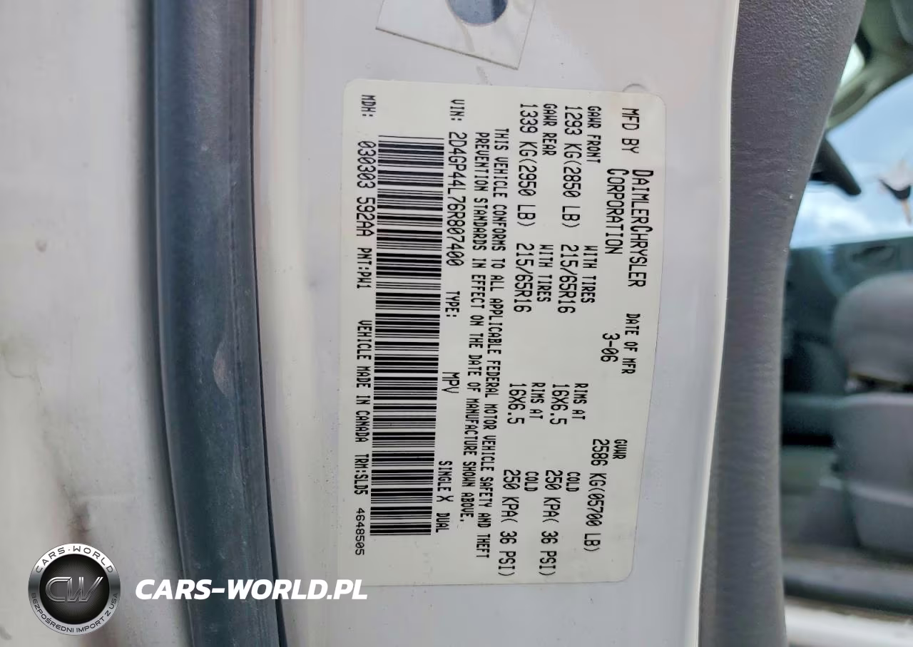 2006 Dodge Grand Caravan Sxt VIN:2D4GP44L76R807400 - 12