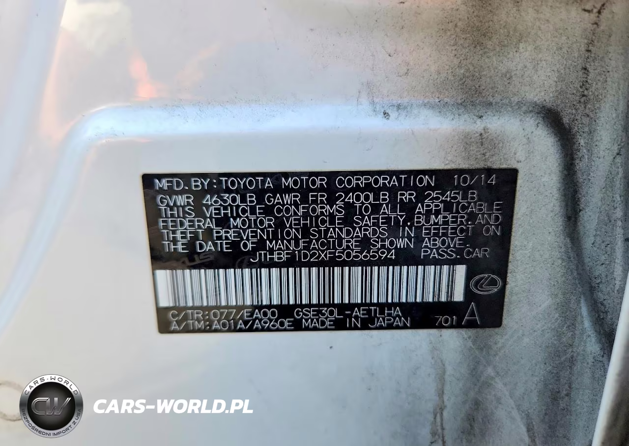 2015 Lexus Is 250 VIN:JTHBF1D2XF5056594 - 12