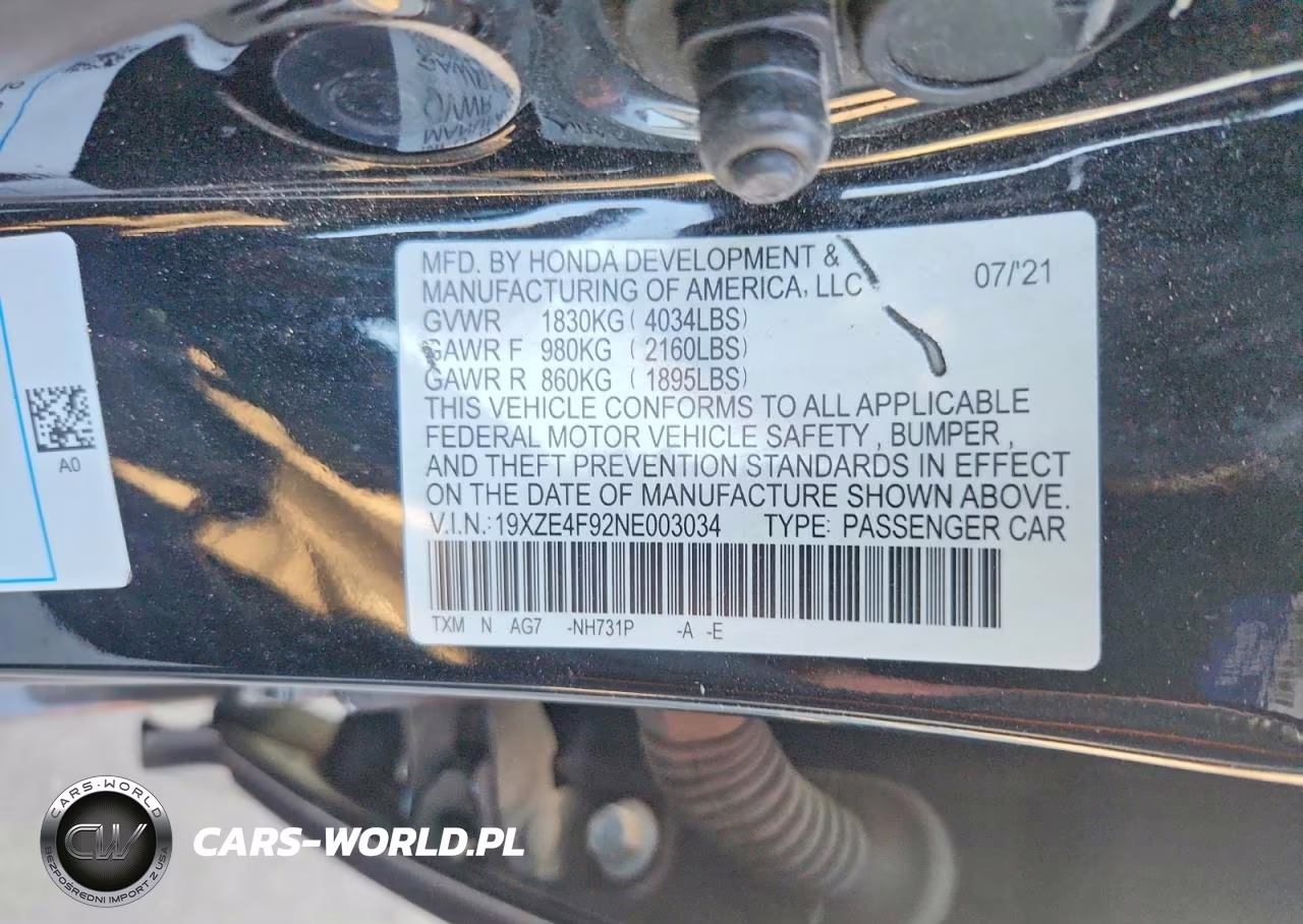 2022 Honda Insight Touring VIN:19XZE4F92NE003034 - 12