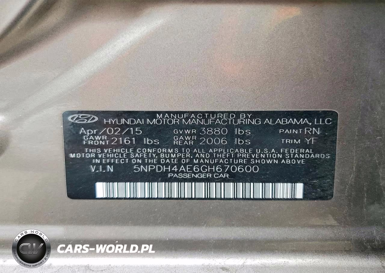 2016 Hyundai Elantra Se VIN:5NPDH4AE6GH670600 - 12