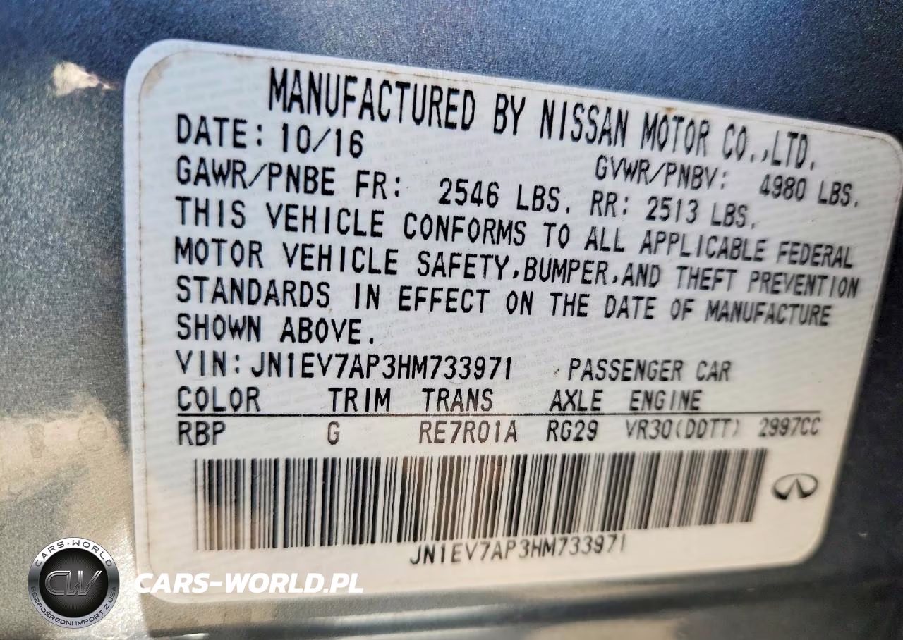 2017 Infiniti Q50 3.0T Premium VIN:JN1EV7AP3HM733971 - 12