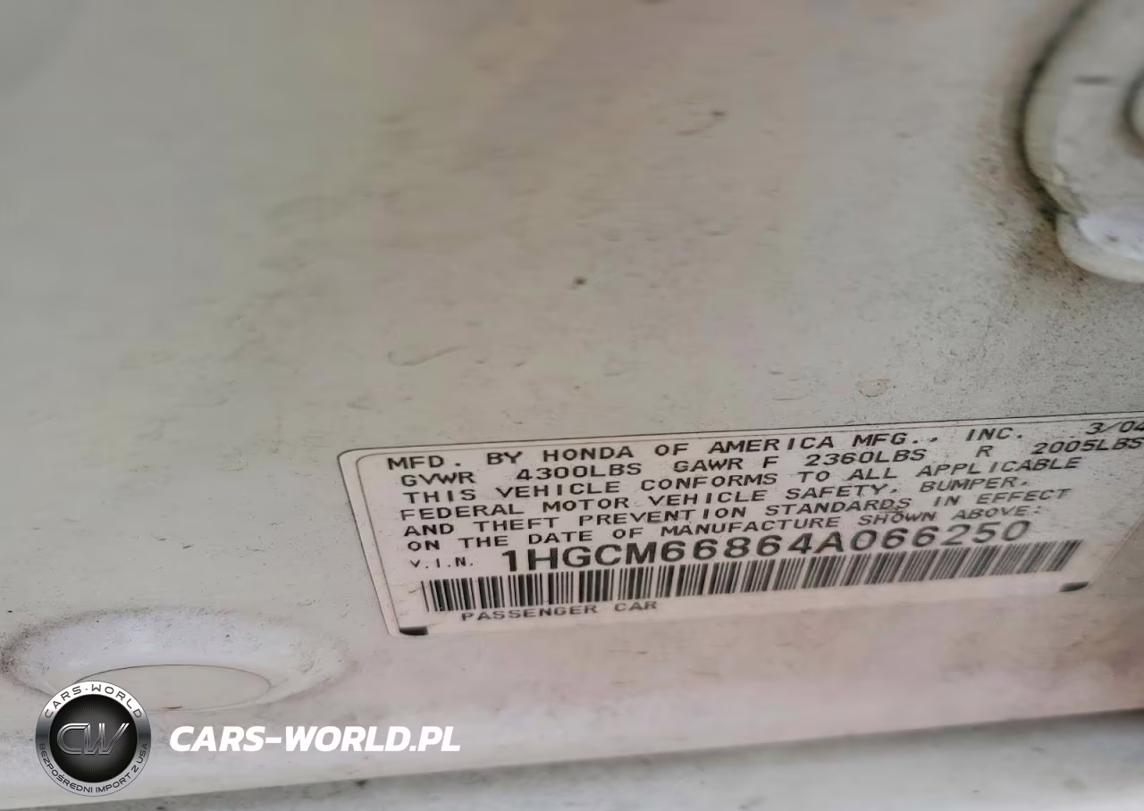 2004 Honda Accord Ex VIN:1HGCM66864A066250 - 13