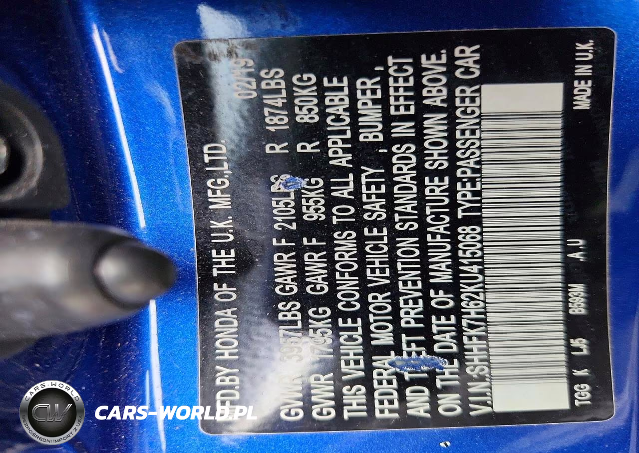 2019 Honda Civic Ex VIN:SHHFK7H62KU415068 - 12