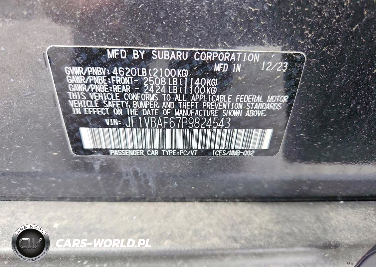 2023 Subaru Wrx Premium VIN:JF1VBAF67P9824543 - 13