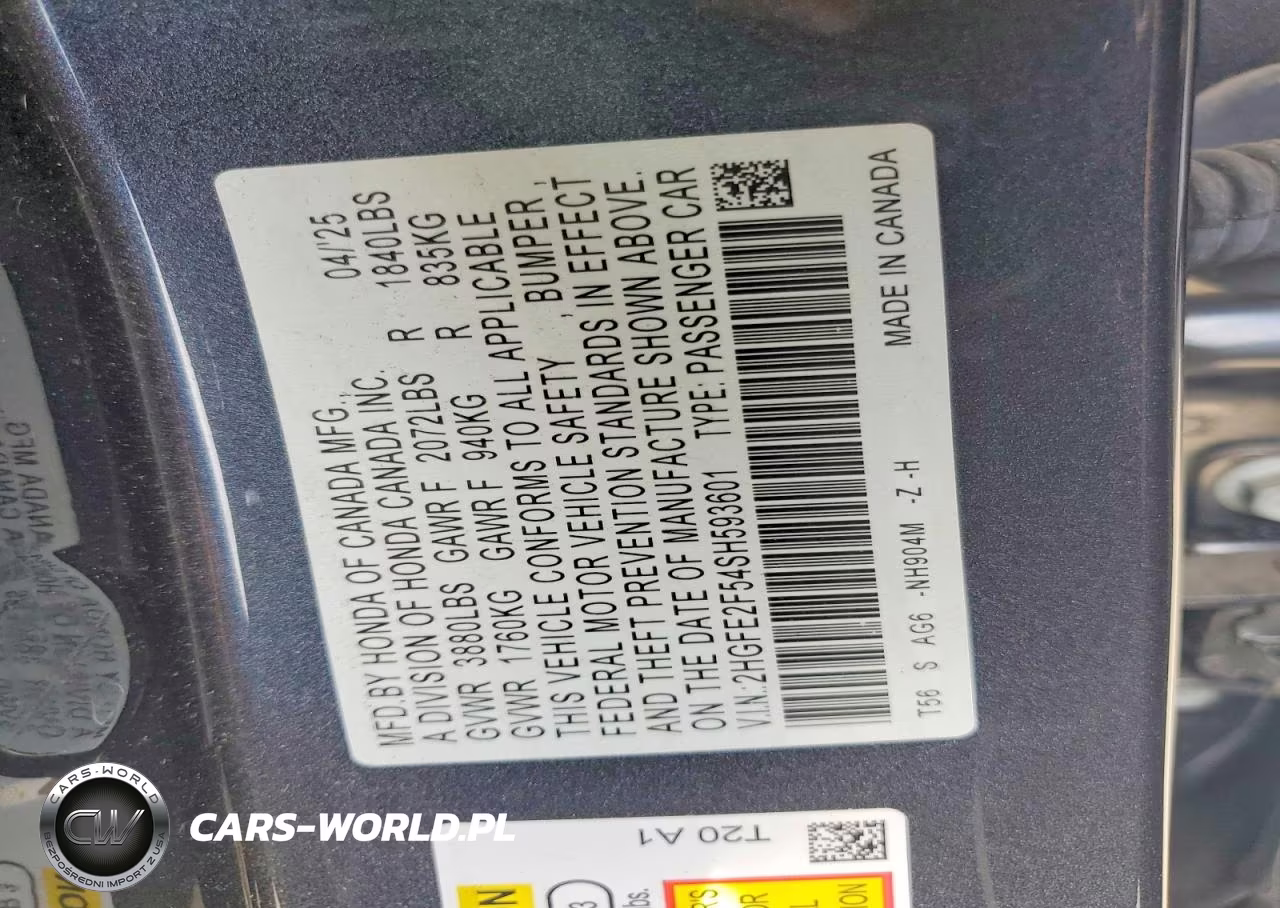 2025 Honda Civic Sport VIN:2HGFE2F54SH593601 - 12